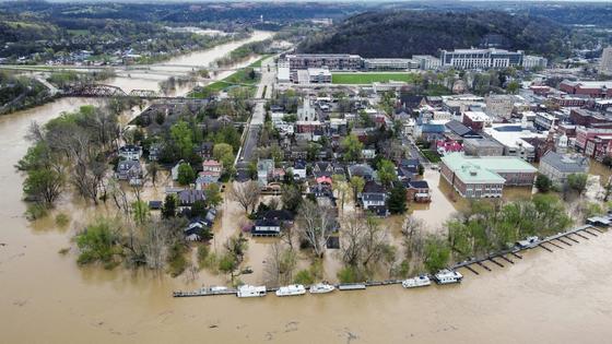 Days of heavy downpours flooded Frankfort, Ky., and other communities across the Midwest in spring 2025. Leandro Lozada/AFP via Getty Images