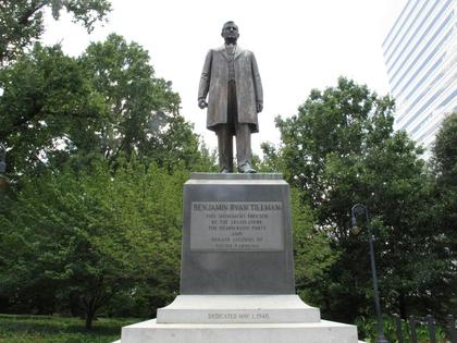 This statue on the grounds of the South Carolina State House honors violent segregationist Ben Tillman, who also served as governor and U.S. senator. Jeffrey Collins/AP Photo