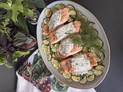 For grilled fish and zucchini, a creamy sauce seems in order. (JeanMarie Brownson/TCA)
