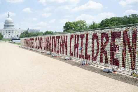 A fence featuring 20,000 stuffed teddy bears, each representing a Ukrainian child abducted by Russia, on the National Mall in Washington, D.C., on April 23, 2026. Saul Loeb/AFP via Getty Images
