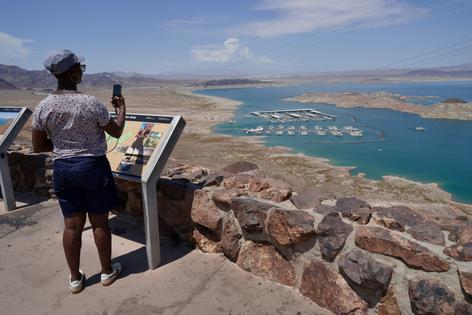 A view over Lake Mead shows how far the lake's level has fallen. AP Photo/Ty ONeil