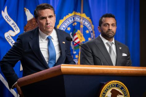 Attorney General Todd Blanche announces the indictment against the Southern Poverty Law Center on April 21, 2026, in Washington. Nathan Posner/Anadolu via Getty Images