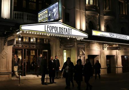 Theatergoers arrive for 'Leopoldstadt,' a play about several generations of a Jewish family in Vienna, at Wyndham's Theatre in London in 2020. Isabel Infantes/AFP via Getty Images