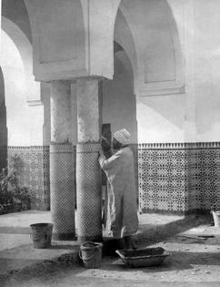 A worker on the construction site of the Great Mosque of Paris in the 1920s.
AFP via Getty Images