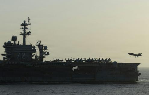The USS Abraham Lincoln conducts blockade operations on April 16, 2026, in the Arabian Sea. U.S. Navy via Getty Images