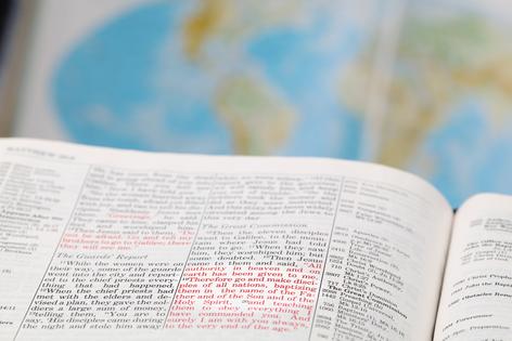 Open Bible with selective focus on the text in Matthew 25. Dreamstime/TCA