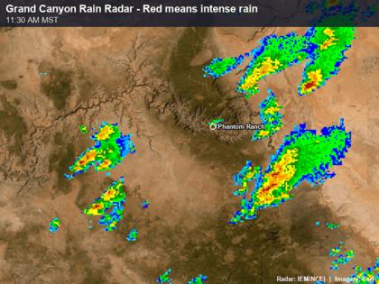 Time-lapse radar shows the storms moving over the regions of the Grand Canyon where the flood hit, near Phantom Ranch.
              Anner Paldor; Iowa Environmental Mesonet