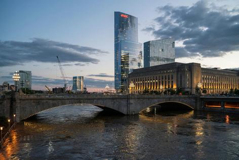 The Schuylkill River in Philadelphia flooded after heavy rains from Hurricane Ida in 2021. 
 Branden Eastwood/AFP via Getty Images
