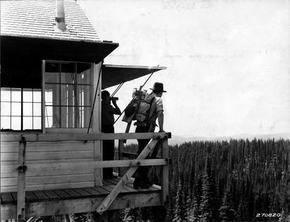 Before satellites, fire crews watched for smoke from fire towers across the national forests. K. D. Swan, U.S. Forest Service