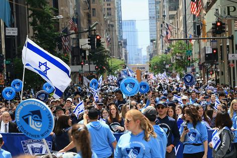 Thousands of Jewish and Israeli Americans participate in the annual Israel Day on Fifth parade on May 31, 2026, in New York City. Spencer Platt/Getty Images