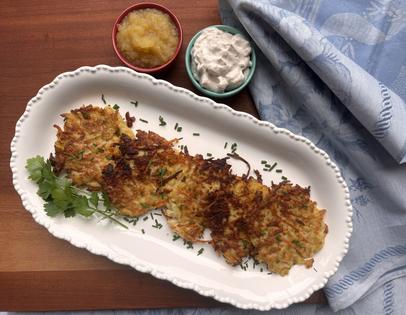 Enjoy shredded apple-potato-carrot pancakes and chunky applesauce two ways. (JeanMarie Brownson/TCA)