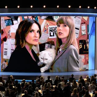Bang Showbiz / Mariska Hargitay and Taylor Swift's Emmy Awards sketch.
