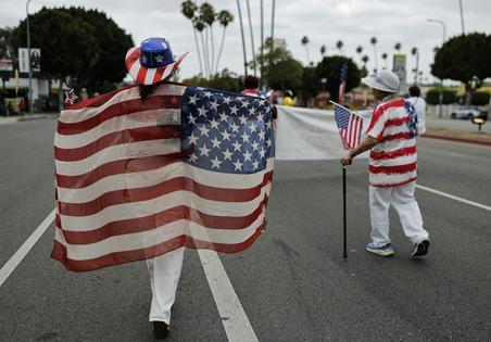 A Los Angeles Independence Day parade, canceled in 2025 amid ICE raids, returned in 2026. Mario Tama/Getty Images News via Getty Images