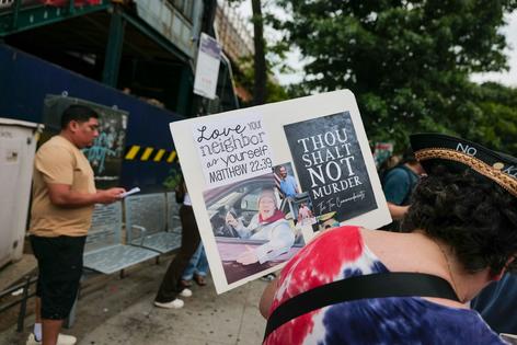People gather in Corona, a neighborhood in the Queens borough of New York City, to denounce ICE arrests on Aug. 10, 2026. Spencer Platt/Getty Images news