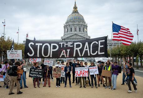 Protesters during a