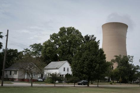 A gas- and coal-fired power plant in Indiana sits right next to a residential area.  Scott Olson/Getty Images