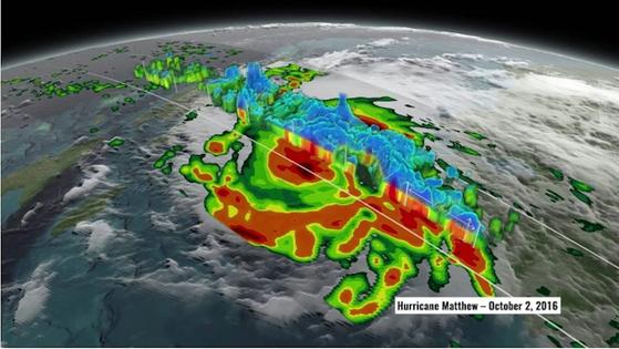 Scientists used satellite data to map aspects of Hurricane Matthew’s intensity as it gained strength on its way toward the Florida Panhandle in 2016.
              NASA's Scientific Visualization Studio