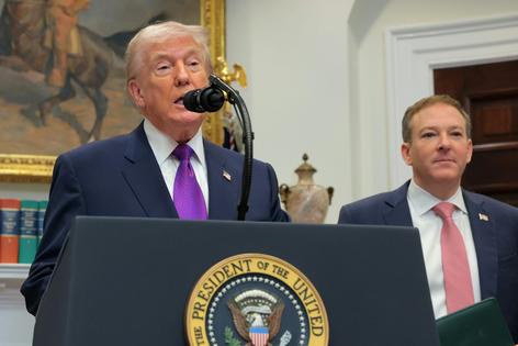 President Donald Trump and Environmental Protection Agency Administrator Lee Zeldin announce the rollback of the 2009 endangerment finding about greenhouse gases and climate change.
Anna Moneymaker/Getty Images