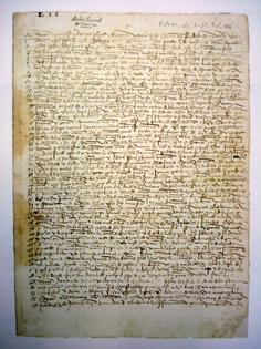 A manuscript with the text of the letter Cristopher Columbus wrote in February 1493, giving his account of the first voyage to the Americas. Archivo General de Simancas/Spanish Ministry of Culture via Wikimedia Commons