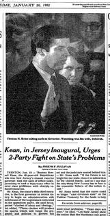After winning the closest gubernatorial race in New Jersey history, Thomas Kean urged Democrats to work with him on state problems.
              New York Times