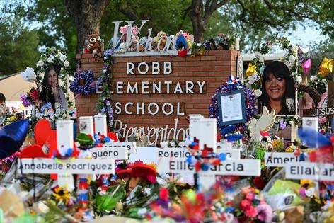 The gunman who killed 19 students and two teachers at the Robb Elementary School in Uvalde, Texas, in 2022 used an AR-15-style rifle.
Joshua Lott/The Washington Post via Getty Images