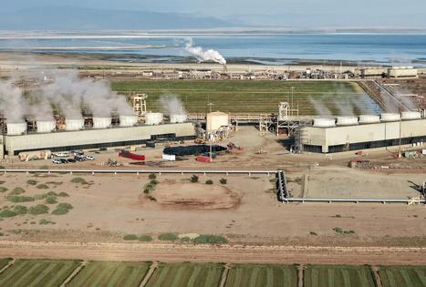 Geothermal power plants, like this one in California, gather heat from deep in the Earth and use it to generate electricity.
              Mario Tama/Getty Images