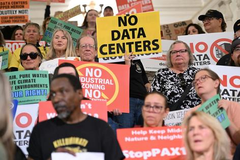 Data center protests, like this one in Pennsylvania, have spread nationwide. AP Photo/Marc Levy