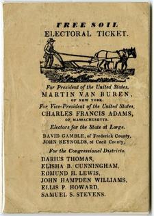 19th-century voting usually involved casting a ballot printed by political parties, such as this electoral ticket for the Free Soil Party from 1848.
              Smithsonian National Museum of American History