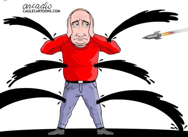 PUTIN BLEEDS OUT IN OIL.