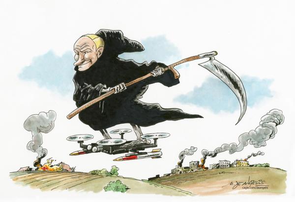 Putin as Grim Reaper Riding a Drone