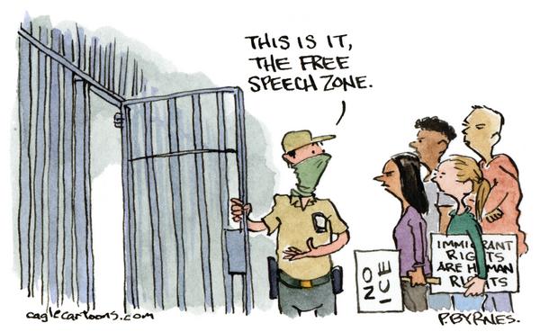 click or tap to zoom Trump's Free Speech Zone