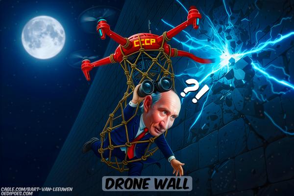 Putin smashing into 'drone wall'
