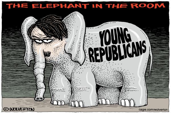 Young Republican Elephant with Hitler Face