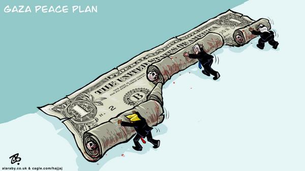 click or tap to zoom Gaza Peace Plan Trump Bibi Arabs Dollar