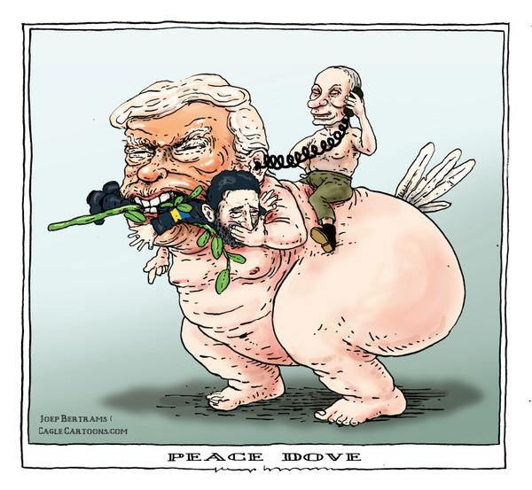 click or tap to zoom Trump as a false fat peace dove