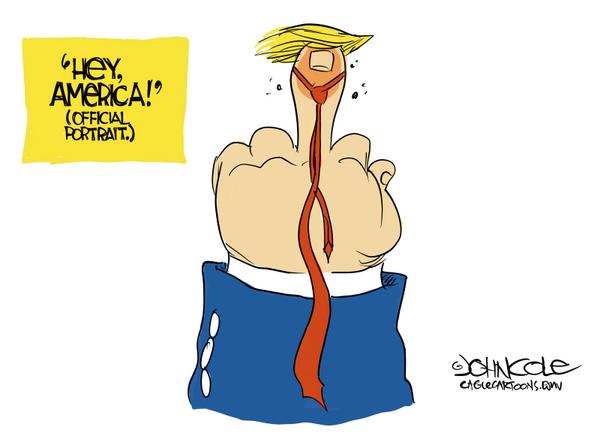 click or tap to zoom Trump actions flip-off America