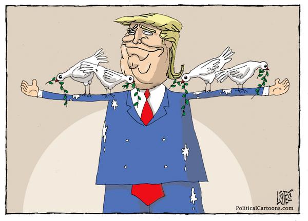 TRUMP WITH HIS PIGEONS OF PEACE