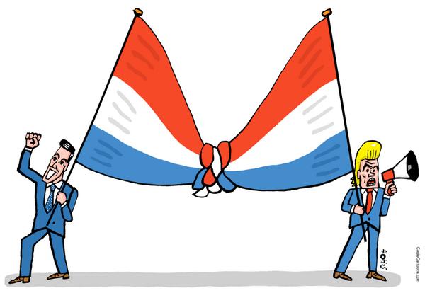 dutch flag in a knot, liberal and populist