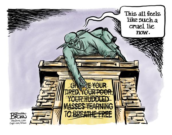 Statue of Liberty mourns the loss of her purpose