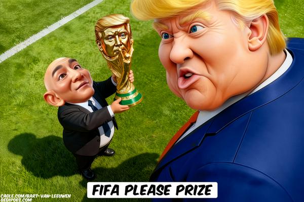 Gianni Infantino holding up FIFA cup