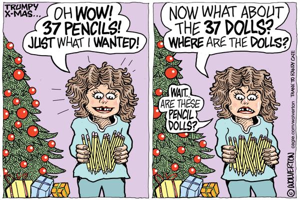 Little Girl Gets 37 Pencils for Christmas