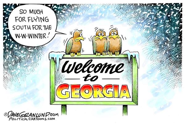 Snow and ice in the south