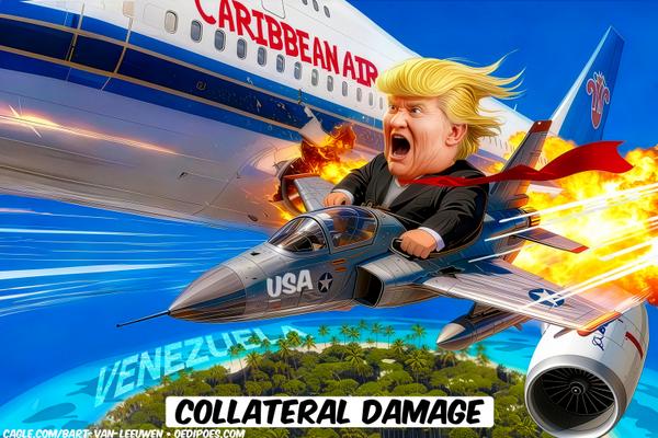 Trump flies into a passenger plane