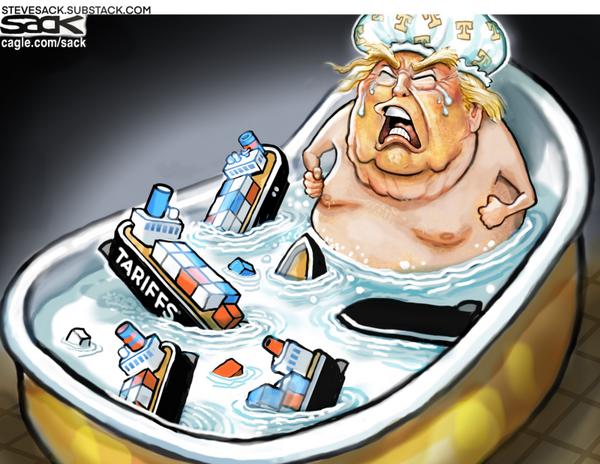 Trump Tariffs Sink In Bathtub Causing Tantrum