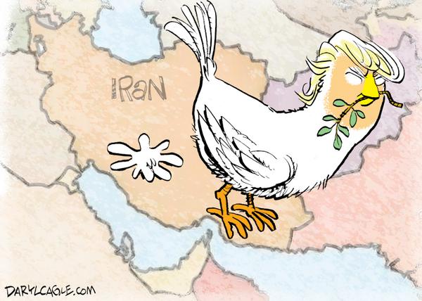 Trump Peace Dove Bombs Iran on Map