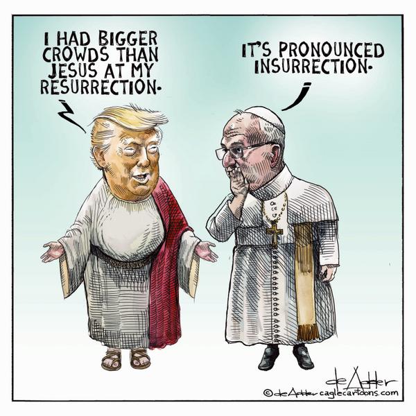 Trump as Jesus talks to the Pope