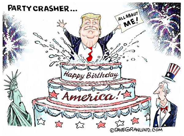 Trump Crashes America Birthday Cake