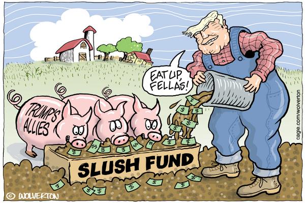 Farmer Trump Feeds Pigs at Slush Fund Trough