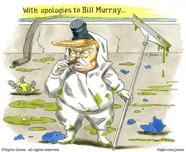 Donald Trump cleans Reflecting Pool