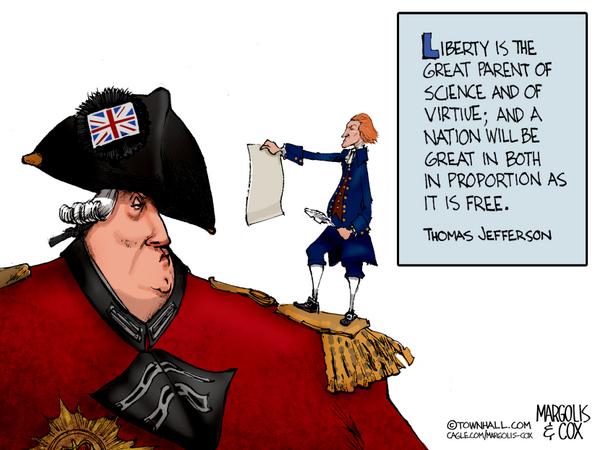 Jefferson Shows King George The Declaration of Independence